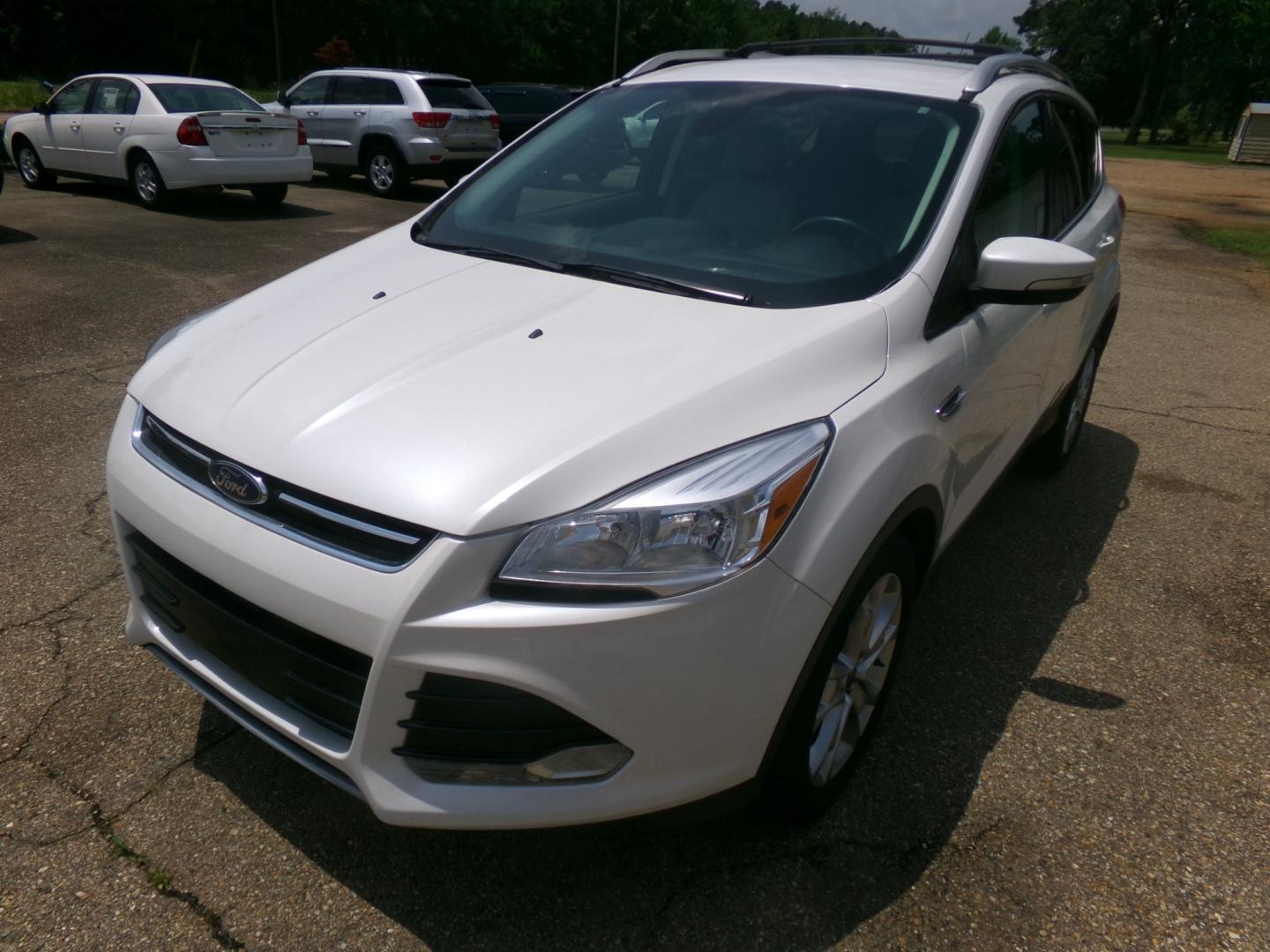 2015 White /Tan Ford Escape Titanium (1FMCU0JX9FU) with an 2.0L Ecoboost engine, automatic transmission, located at 401 First NE, Bearden, AR, 71720, (870) 687-3414, 33.726528, -92.611519 - Photo#0